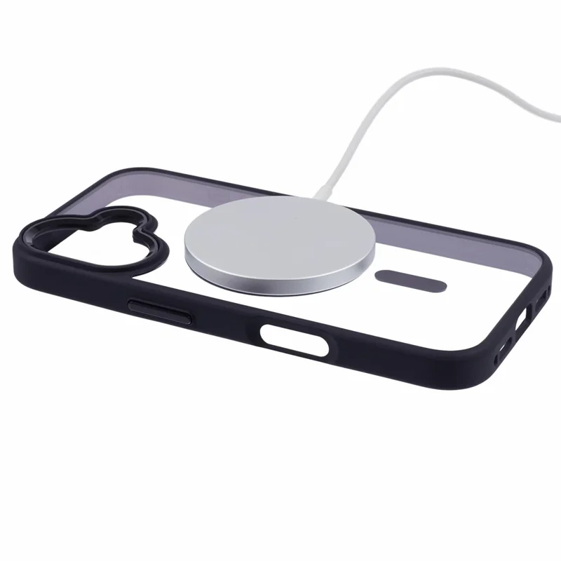 For iPhone 16 Plus Case Drop-proof PC+TPU Phone Cover Compatible with MagSafe - Black