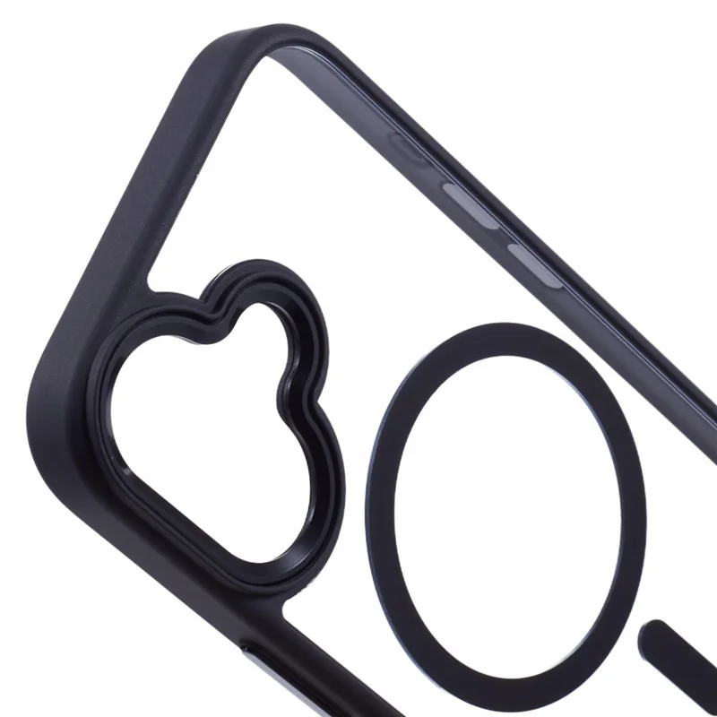 For iPhone 16 Plus Case Drop-proof PC+TPU Phone Cover Compatible with MagSafe - Black