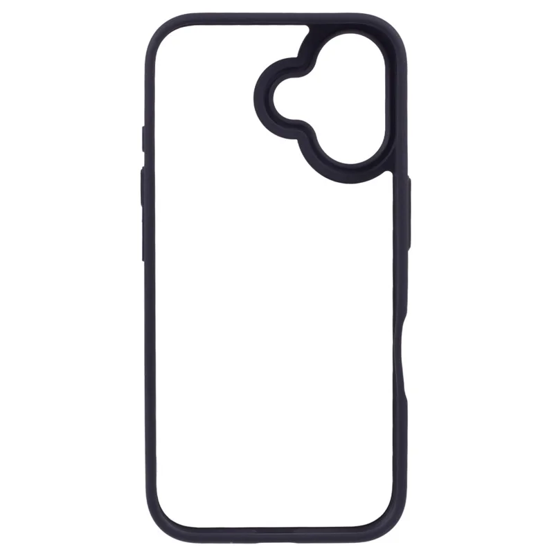 Für iPhone 16 Plus Handyhülle Klare Rückseite Fallschutz PC+TPU Cover - Schwarz