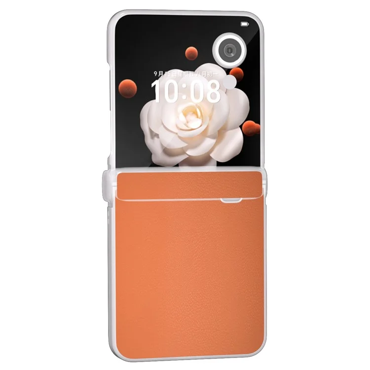 For Honor Magic V Flip 5G Case Hinge Protection Leather+PC Phone Cover Matte Edge - Orange