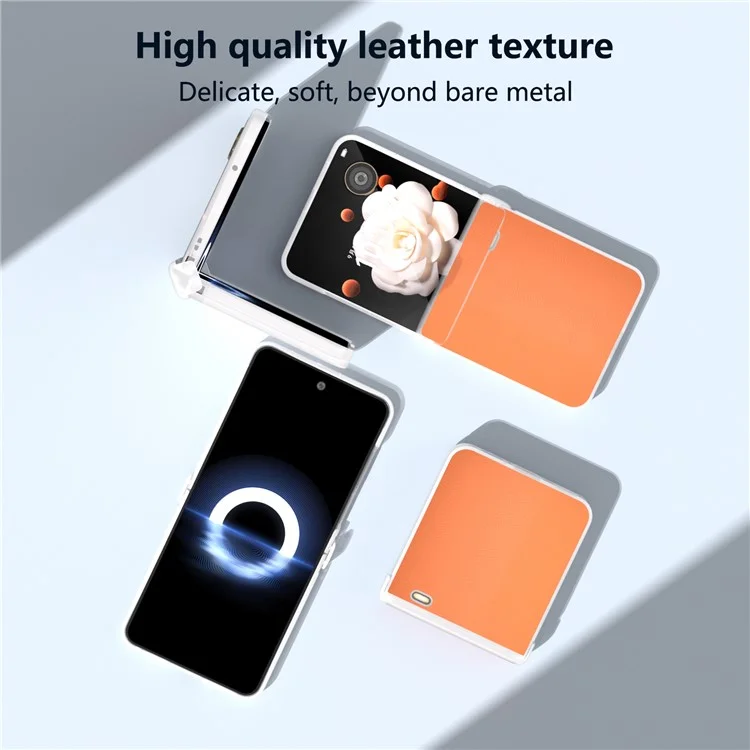 For Honor Magic V Flip 5G Case Hinge Protection Leather+PC Phone Cover Matte Edge - Orange