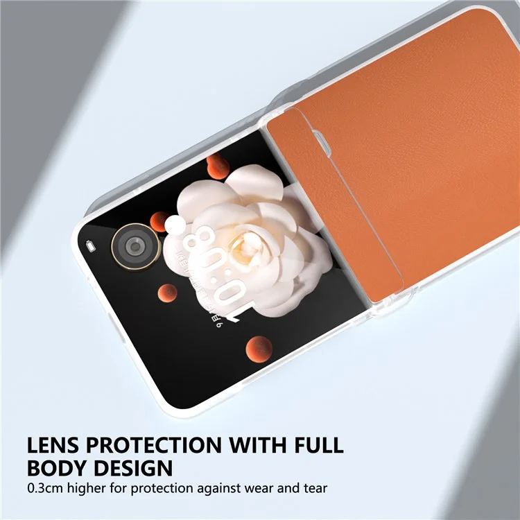 For Honor Magic V Flip 5G Case Hinge Protection Leather+PC Phone Cover Matte Edge - Orange