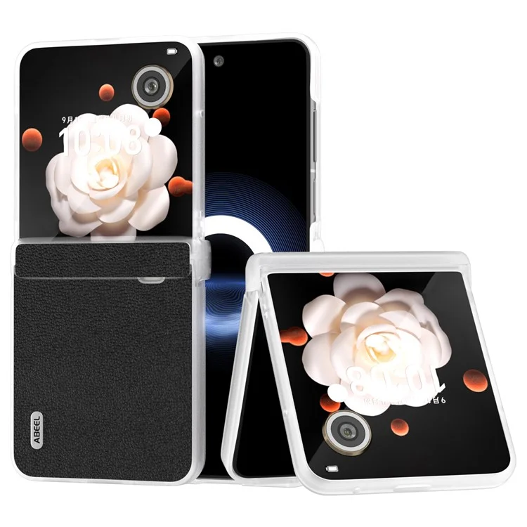 ABEEL For Honor Magic V Flip 5G Carcasa Matte Frame Genuine Cow Leather Back Cover - Negro