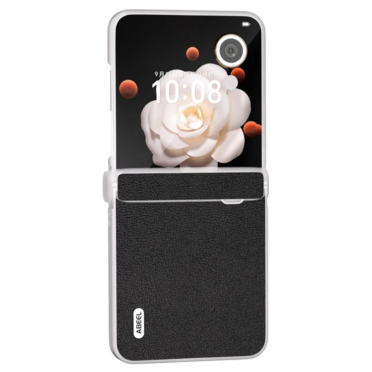ABEEL For Honor Magic V Flip 5G Carcasa Matte Frame Genuine Cow Leather Back Cover - Negro