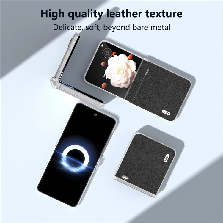 ABEEL For Honor Magic V Flip 5G Carcasa Matte Frame Genuine Cow Leather Back Cover - Negro