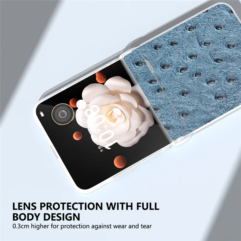 ABEEL For Honor Magic V Flip 5G Case Genuine Cow Leather+PC Phone Cover Hinge Protection - Blue