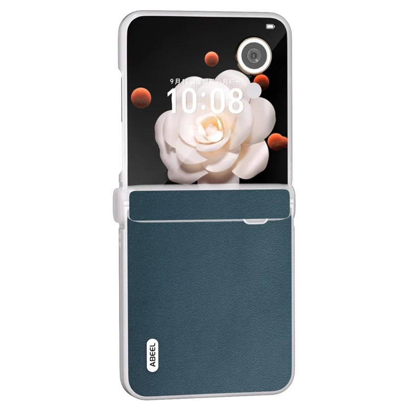 ABEEL Etui na Honor Magic V Flip 5G z ochroną zawiasu, matowy brzeg, prawdziwa skóra wołowa + pokrywa PC - Zielony