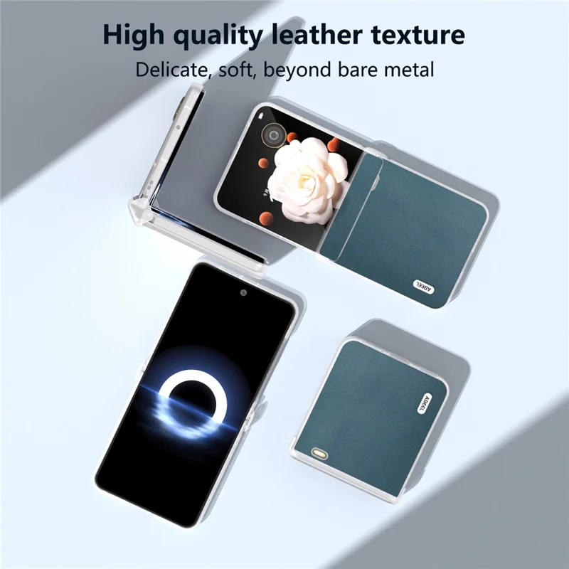 ABEEL Etui na Honor Magic V Flip 5G z ochroną zawiasu, matowy brzeg, prawdziwa skóra wołowa + pokrywa PC - Zielony