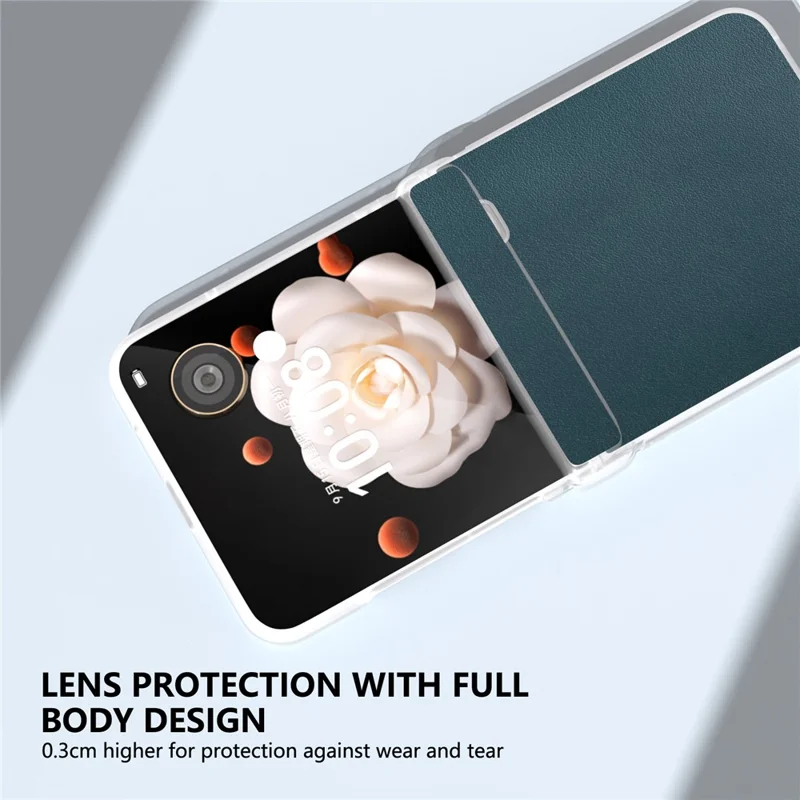 ABEEL Etui na Honor Magic V Flip 5G z ochroną zawiasu, matowy brzeg, prawdziwa skóra wołowa + pokrywa PC - Zielony