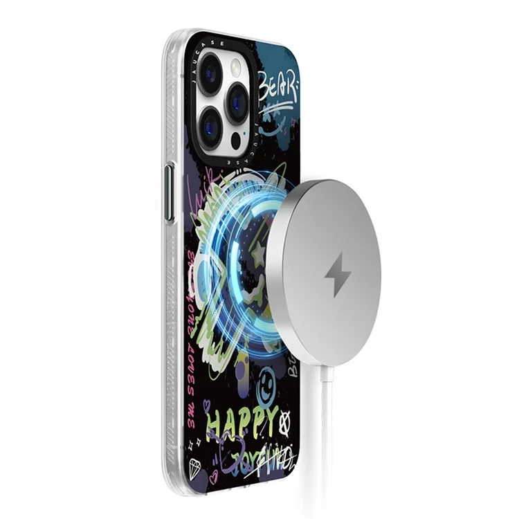 JAUCASE Capa para iPhone 15 Pro Max, Padrão de Grafite, Cobertura Traseira em PC+TPU, Compatível com MagSafe