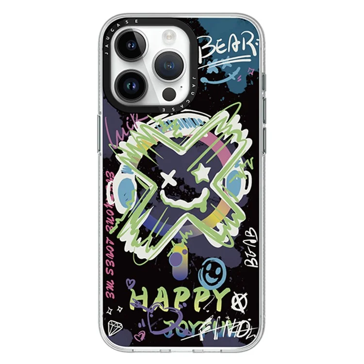 JAUCASE Für iPhone 15 Pro Kompatibel mit MagSafe Handyhülle Graffiti-Muster PC+TPU Rückseite