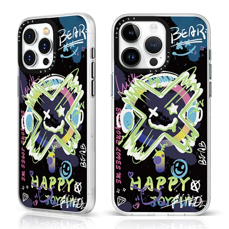 JAUCASE Für iPhone 15 Pro Kompatibel mit MagSafe Handyhülle Graffiti-Muster PC+TPU Rückseite