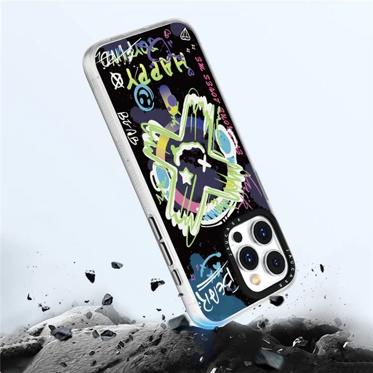 JAUCASE Für iPhone 15 Pro Kompatibel mit MagSafe Handyhülle Graffiti-Muster PC+TPU Rückseite
