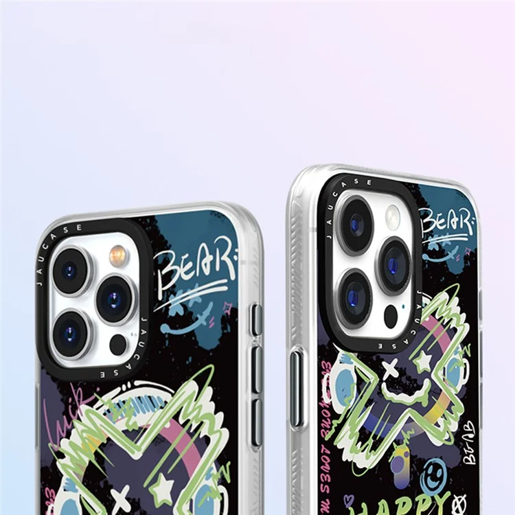 JAUCASE Für iPhone 15 Pro Kompatibel mit MagSafe Handyhülle Graffiti-Muster PC+TPU Rückseite