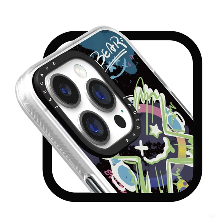JAUCASE Für iPhone 15 Pro Kompatibel mit MagSafe Handyhülle Graffiti-Muster PC+TPU Rückseite