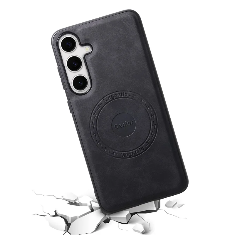 DENIOR D13 Ретро-чехол для Samsung Galaxy S24+ с держателем для карт, съемный, с сильным магнитом - черный