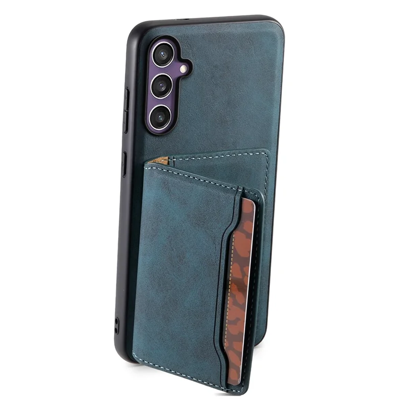 DENIOR D13 für Samsung Galaxy S24 Hülle Ständer Retro-Leder-Rückseite Magnetisch 2 in 1 abnehmbar - Blau