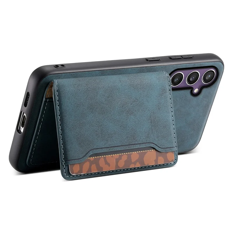DENIOR D13 für Samsung Galaxy S24 Hülle Ständer Retro-Leder-Rückseite Magnetisch 2 in 1 abnehmbar - Blau