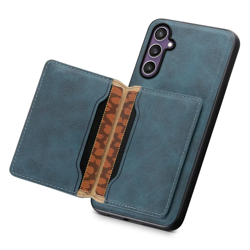DENIOR D13 für Samsung Galaxy S24 Hülle Ständer Retro-Leder-Rückseite Magnetisch 2 in 1 abnehmbar - Blau