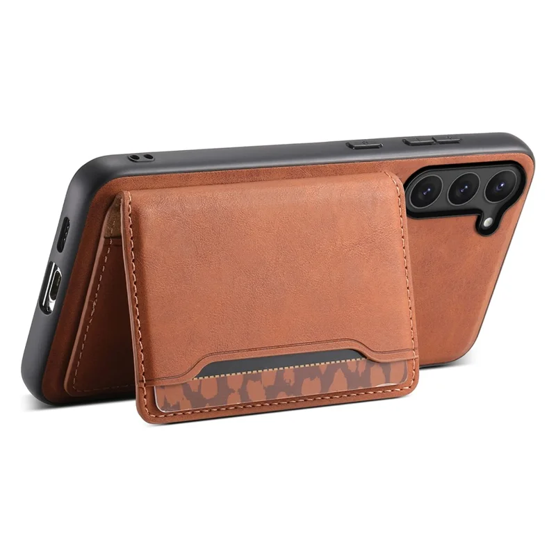 DENIOR D13 لجهاز Samsung Galaxy S23 غطاء هاتف قابل للفصل مع حافظة بطاقات من الجلد + PC + TPU - بني