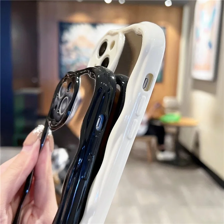 For iPhone 14 Anti-Dust Shell Mirror Design Wholesale Phone Cases TPU Mobile Phone Cover - Black