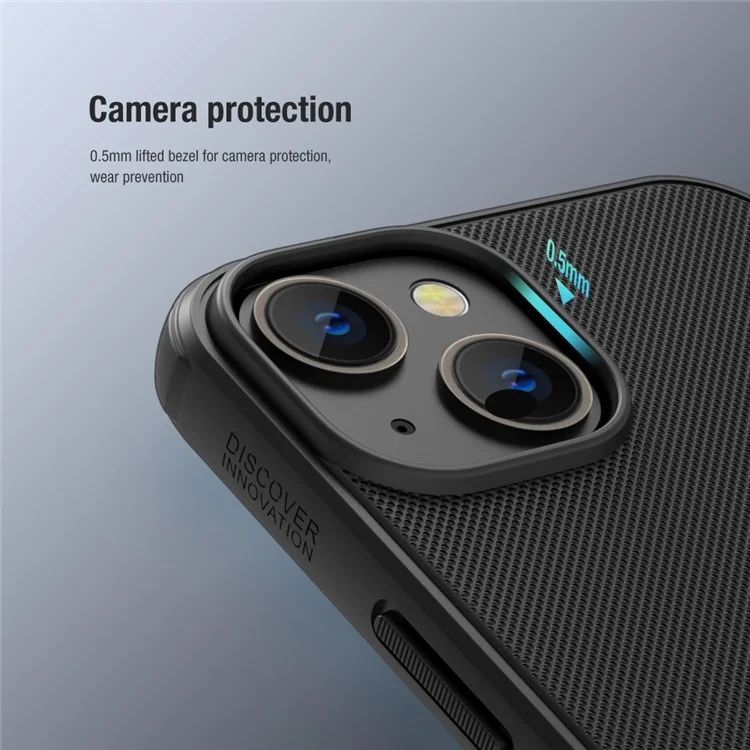 NILLKIN Frosted Shield Pro per iPhone 14 / iPhone 13 Hard PC Soft TPU Matte Phone Cover Magnetic Absorption Case - Nero