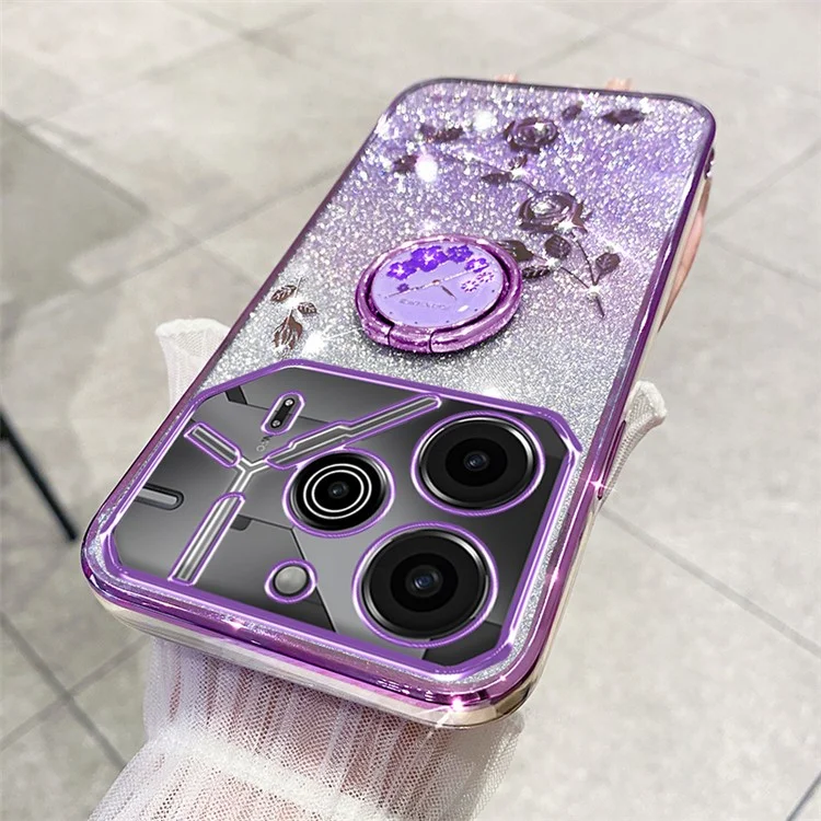 KADEM Für TECNO Pova 6 5G / Pova 6 Pro 5G Kickstand Case Rhinestone Soft TPU Phone Cover - Lila