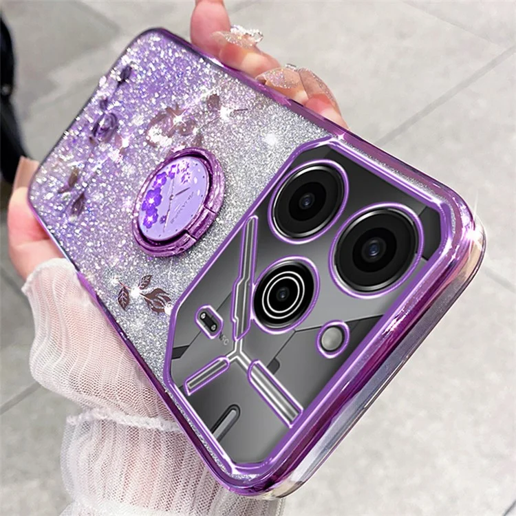 KADEM Für TECNO Pova 6 5G / Pova 6 Pro 5G Kickstand Case Rhinestone Soft TPU Phone Cover - Lila