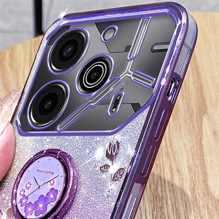 KADEM Für TECNO Pova 6 5G / Pova 6 Pro 5G Kickstand Case Rhinestone Soft TPU Phone Cover - Lila