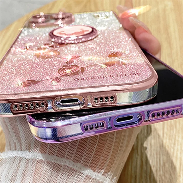 KADEM Für TECNO Pova 6 5G / Pova 6 Pro 5G Kickstand Case Rhinestone Soft TPU Phone Cover - Lila