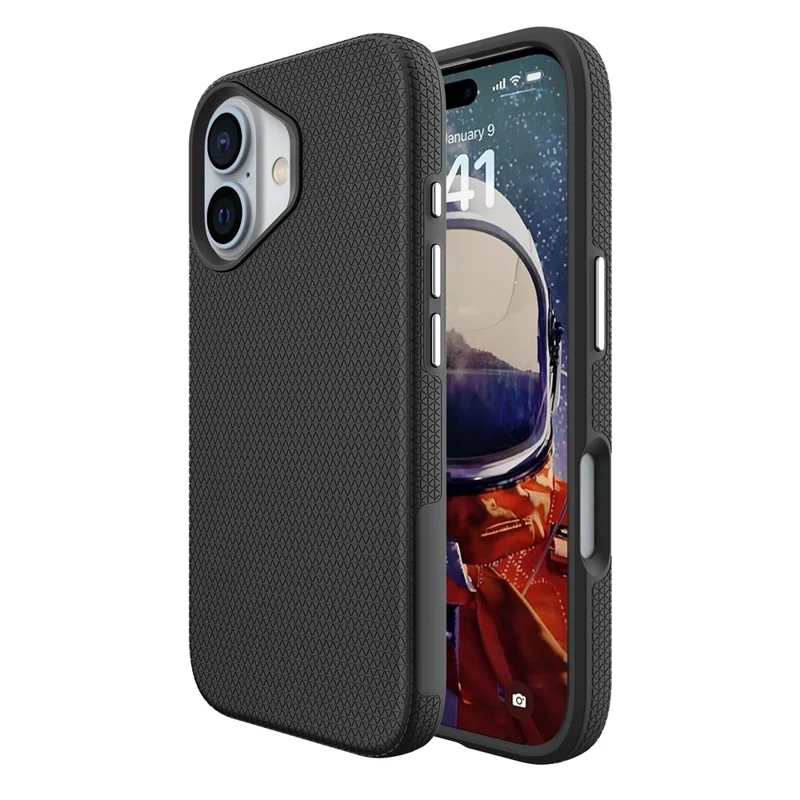 For iPhone 16 Case Anti-Drop TPU+PC Four Corner Phone Cover - Black