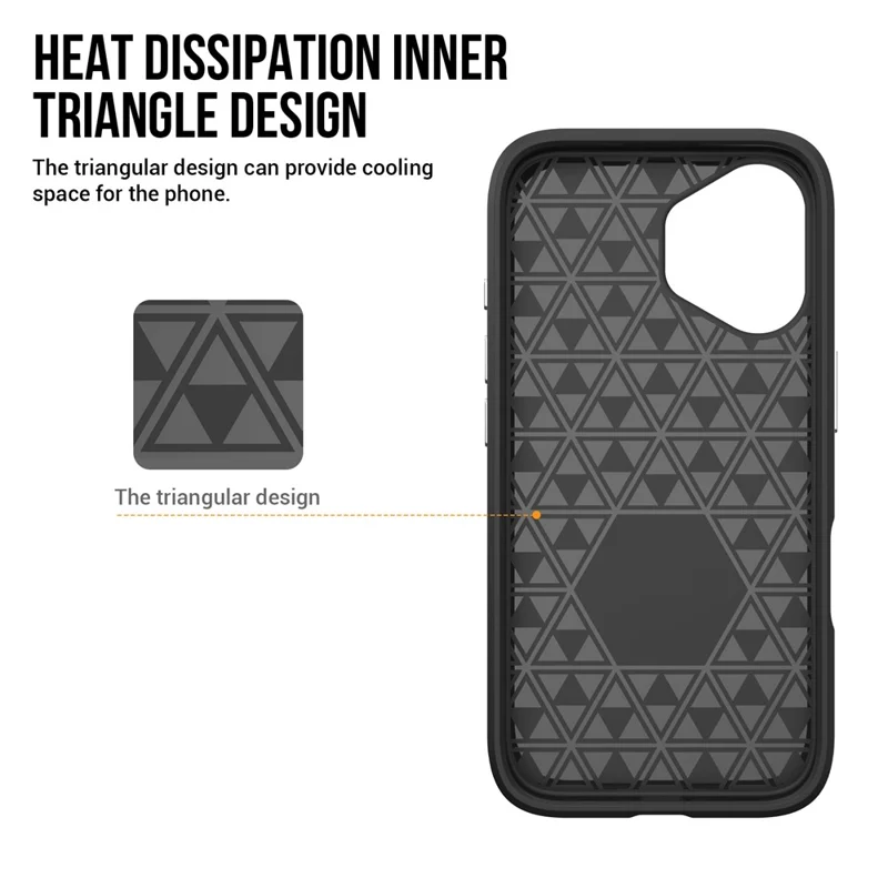 For iPhone 16 Case Anti-Drop TPU+PC Four Corner Phone Cover - Black