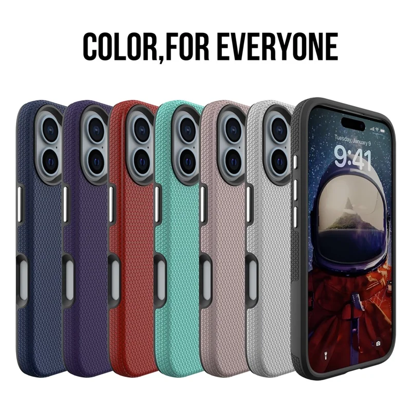 For iPhone 16 Case Anti-Drop TPU+PC Four Corner Phone Cover - Black