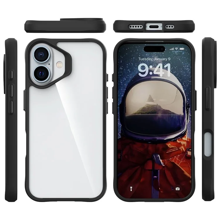 Combat X Mode Series for iPhone 16 Plus Case Hybrid Hard PC Soft TPU Shockproof Phone Cover - Black