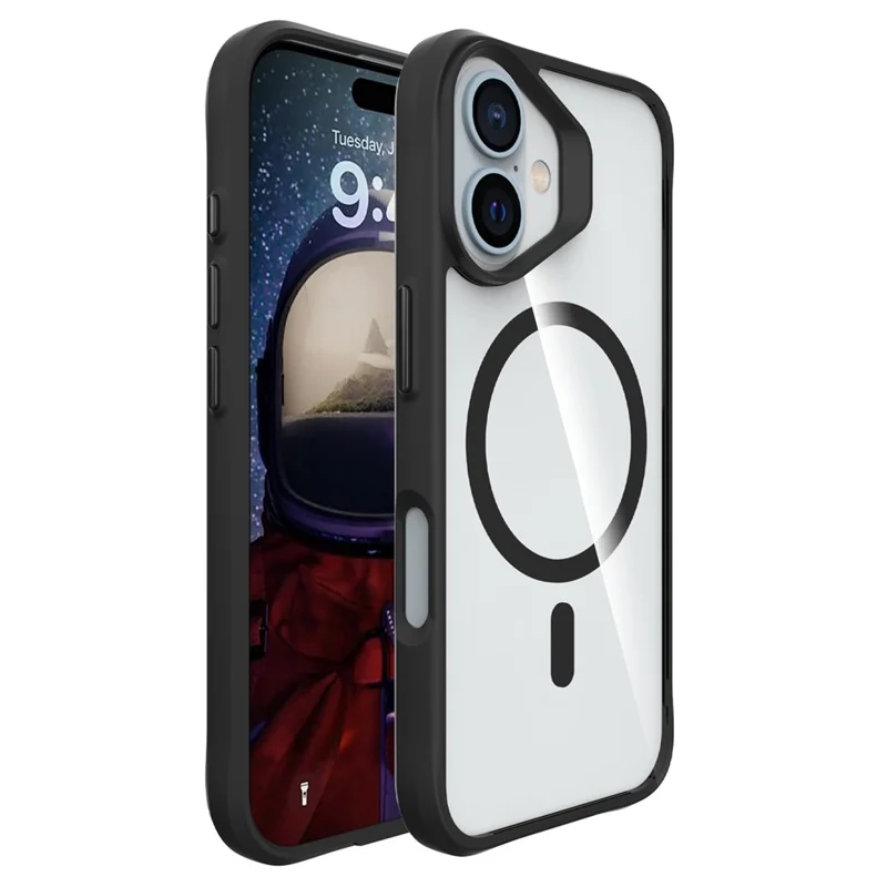 Combat X Mode Magnetic Series for iPhone 16 Plus Magnetic Case TPU+PC Anti-Drop Phone Cover - Black