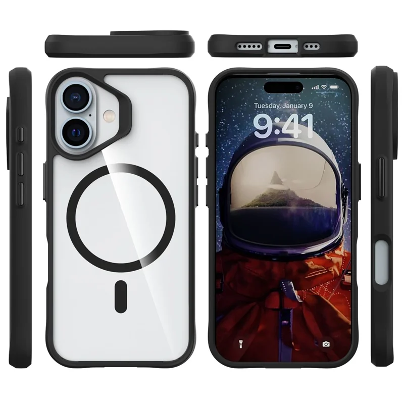 Combat X Mode Magnetic Series for iPhone 16 Plus Magnetic Case TPU+PC Anti-Drop Phone Cover - Black