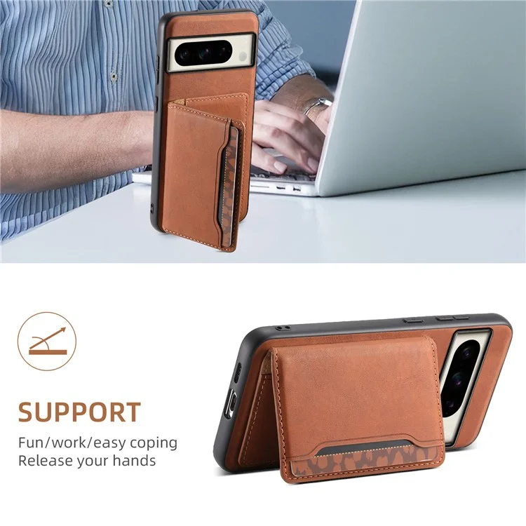DENIOR D13 For Google Pixel 8 Pro Case Detachable 2-in-1 Leather Back Phone Cover - Brown