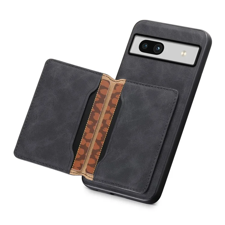 DENIOR D13 For Google Pixel 7a Case with Detachable Card Holder Leather Magnetic Phone Cover - Black