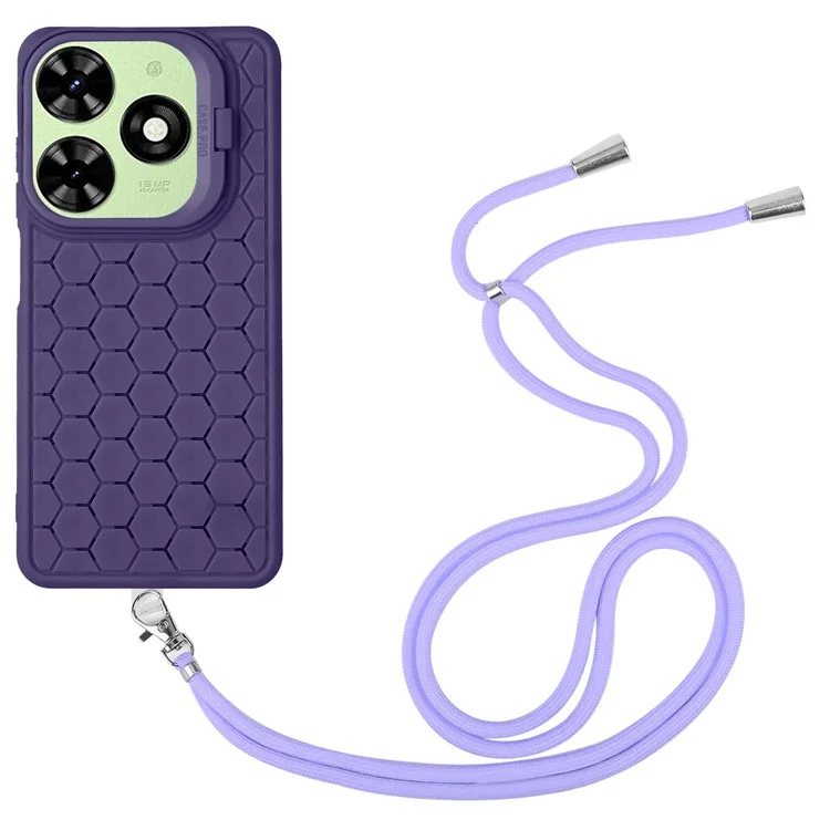 For Infinix Smart 8 4G TPU Case Kickstand Heat Dissipation Phone Cover with Lanyard - Purple