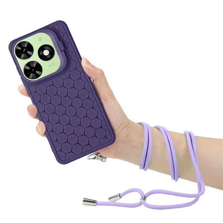 For Infinix Smart 8 4G TPU Case Kickstand Heat Dissipation Phone Cover with Lanyard - Purple