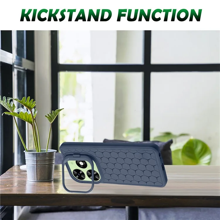 For Infinix Smart 8 4G Case Kickstand TPU Phone Cover Heat Dissipation Breathable - Dark Blue