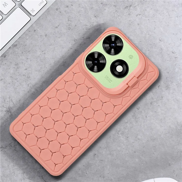 For TECNO Spark Go 2024 4G Case Kickstand Heat Dissipation TPU Phone Cover - Pink