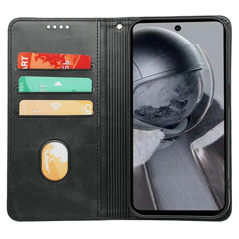 For HMD Pulse / Pulse+ Case Calf Texture Card Slots PU Leather Phone Cover - Black