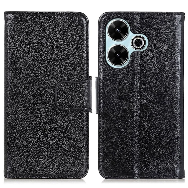 Per Xiaomi Redmi 13 5G / 13 4G Case Nappa Texture Split Leather Phone Cover Wallet Book Flip Stand - Nero