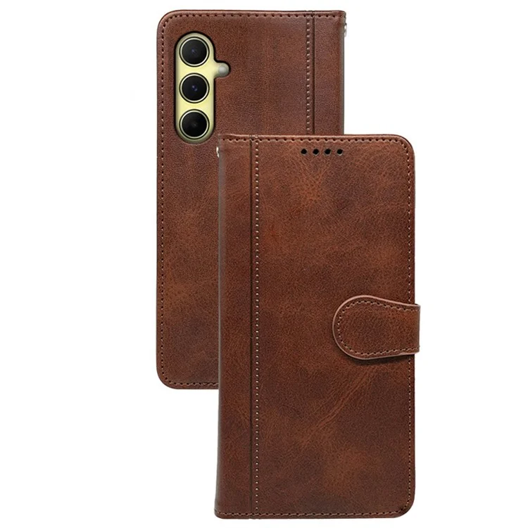 Para Samsung Galaxy M34 5G / F34 5G Funda Hebilla Magnética Redonda de Piel PU Cubierta de Teléfono - Marrón