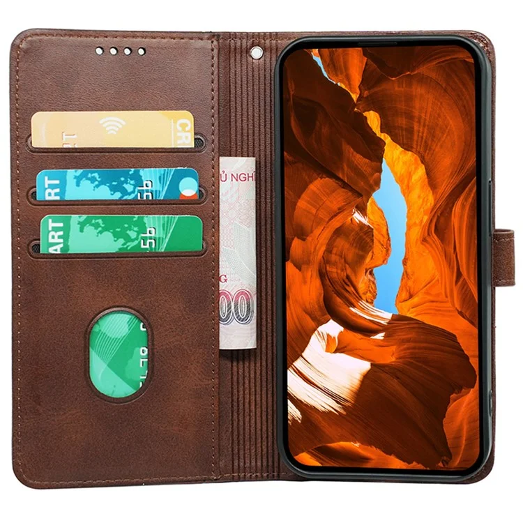 Para Samsung Galaxy M34 5G / F34 5G Funda Hebilla Magnética Redonda de Piel PU Cubierta de Teléfono - Marrón