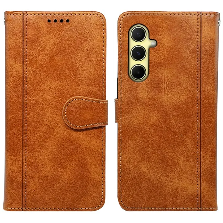 Para Samsung Galaxy A35 5G Funda Claf Textura Cuero Cartera Flip Funda Teléfono - Amarillo