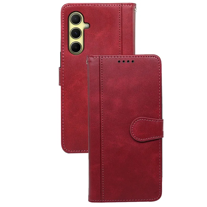 For Samsung Galaxy A35 5G Case Claf Texture Leather Flip Wallet Phone Cover - Red