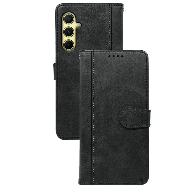 Para el Samsung Galaxy A15 4G / A15 5G Funda del Teléfono Cierre Magnético Redondo Carcasa Cartera de Piel Sintética - Negro