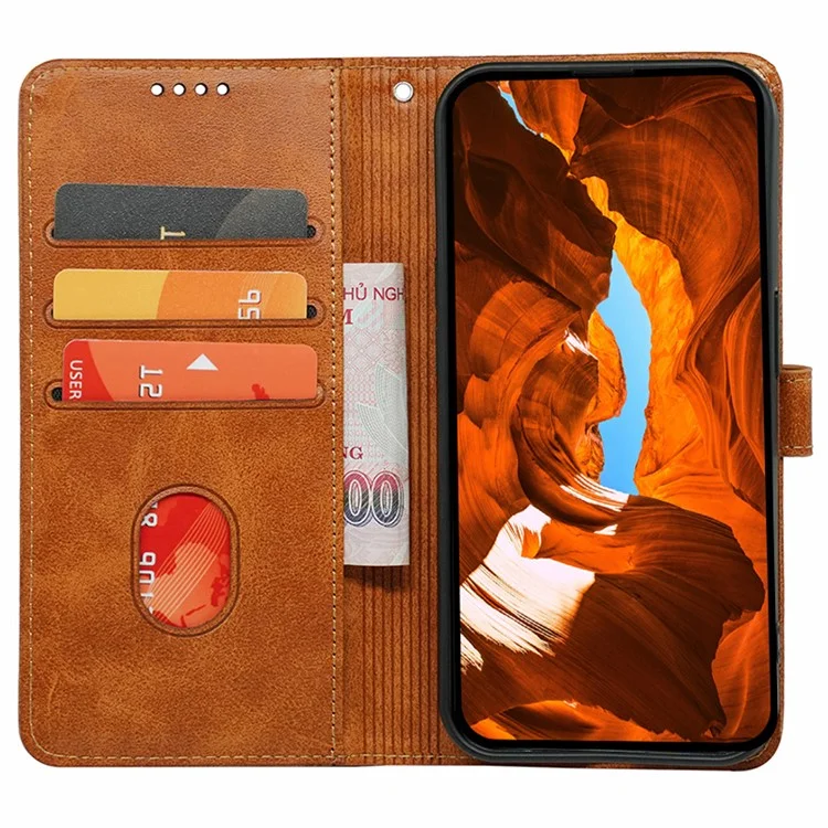 Чехол-книжка с подставкой для Samsung Galaxy S24, кожаный, с фактурой телячьей кожи - желтый